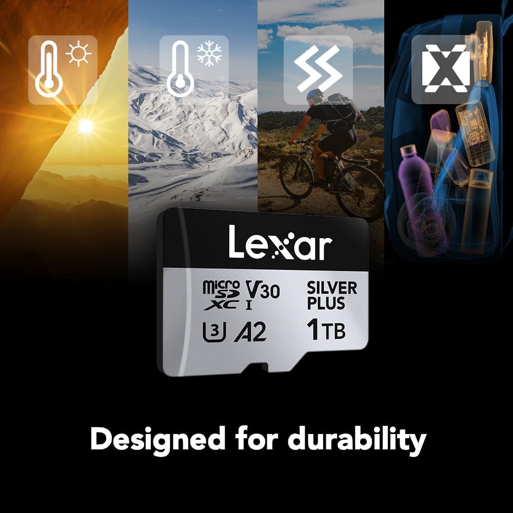 Lexar Professional Silver Plus 1TB microSDXC UHS-I V30 (205MB/s) - DJI Recommended Memory Card