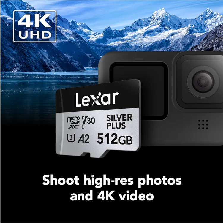 Lexar Professional Silver Plus 512GB microSDXC UHS-I V30 (205MB/s) - DJI Recommended Memory Card